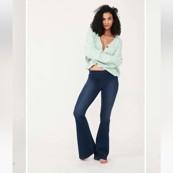 Free People Penny Pull One Flare Jeans in Rich Blue Size 29 - Picture 1 of 6